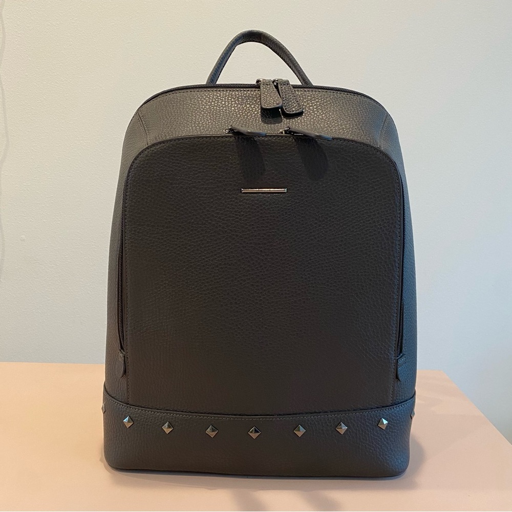 Pierre Cardin Dark Grey Leather Backpack